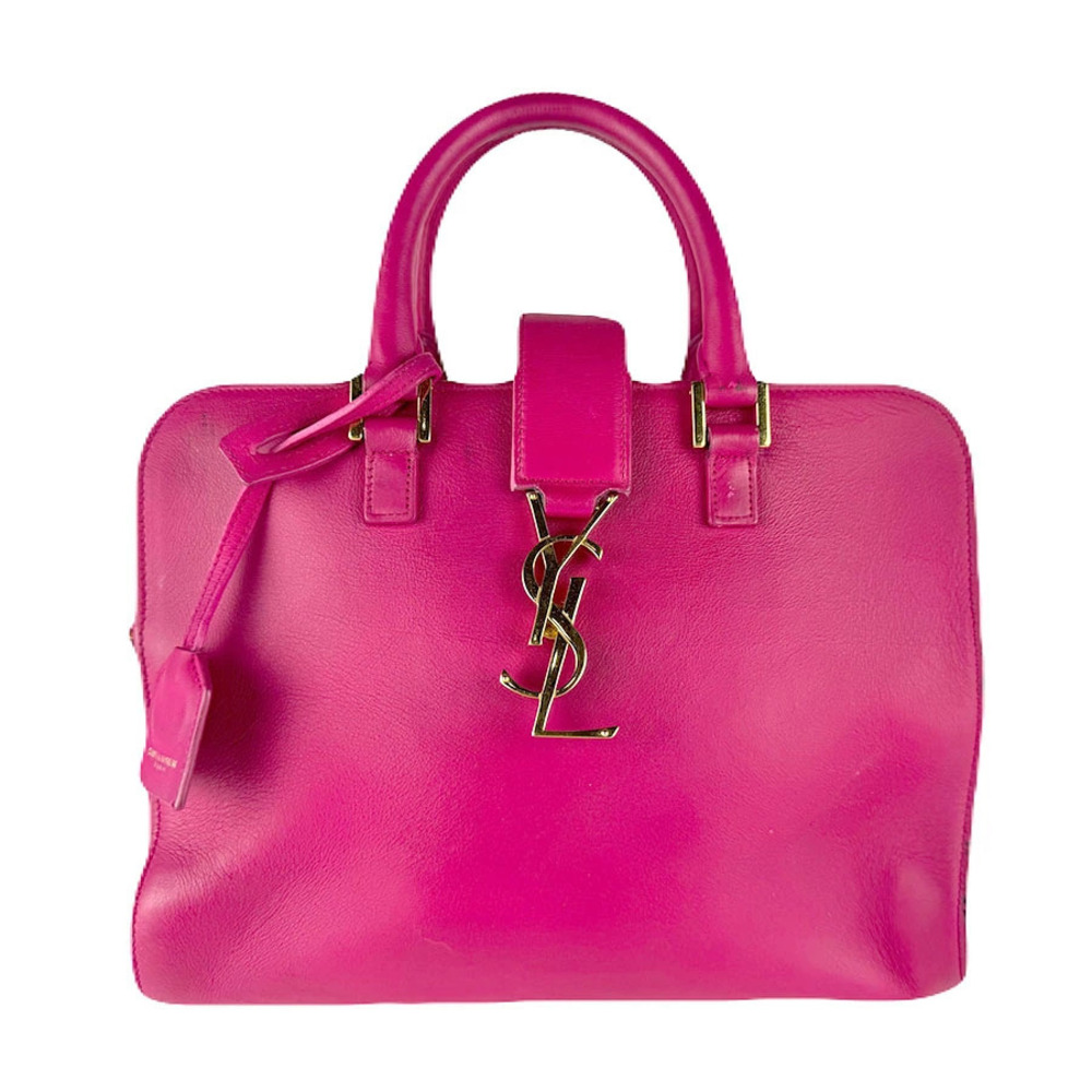 Saint Laurent Baby Cabas 2way Shoulder Bag leather Magenta Pink gold